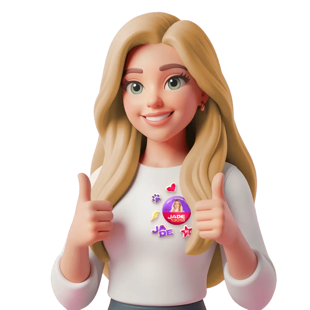 Ilustração 3D de Jade Romero acenando